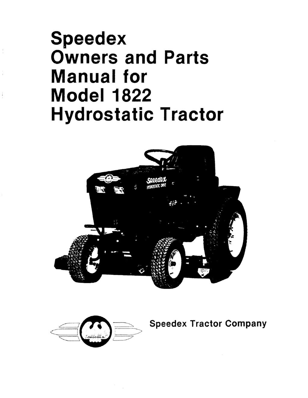 Speedex Owners and Parts Manual