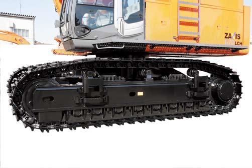 Full track guards protect track links and lower rollers from damage and deformation.