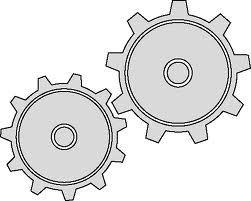 many other places. Gear mechanisms and cogwheels Cogwheels are sets of wheels that have teeth called cogs. These teeth mesh together so that one wheel moves the other.