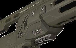 Tool-free fully adjustable stock Optional Rails Adjustable for length of pull, cheekpiece and recoil pad height.