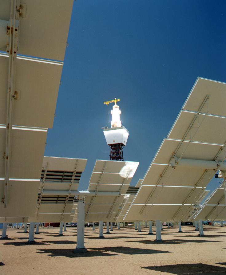 Source:NREL 5-2 Costs and Benefits of Tracking For utility scale operations, a type of concentrating collector is the tower that is surrounded by many heliostats.