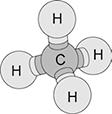 4 There are several different forms of carbon and many different carbon compounds. (a) Figure shows a 3D model of a molecule of methane (CH 4 ).