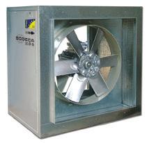 CJTHT Axial fans 400ºC/2h and 300ºC/2h With soundproofed box Extraction units with axial fans to work inside fire danger zones. Fan: Sheet steel long casing fan.