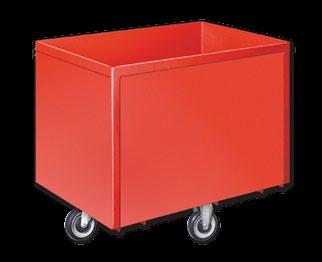 vertical position. Dimensions: Overall height 30 asters: 2 swivel, 2 rigid 5 x 1¼ polyurethane. apacity: 1,000 lbs. Options: Floor lock, wheel brakes, leakproof box.