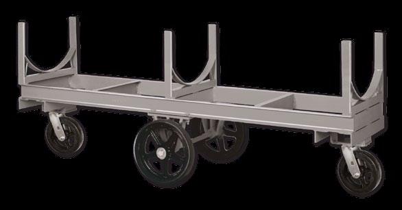 Dimensions: radle 22 W, 33 overall. Wheels: 10" x 3" semi-steel center wheels with 8 x 3 semi-steel casters or 16 x 3 mold-on rubber wheels with 10 x 2½ mold-on rubber casters.