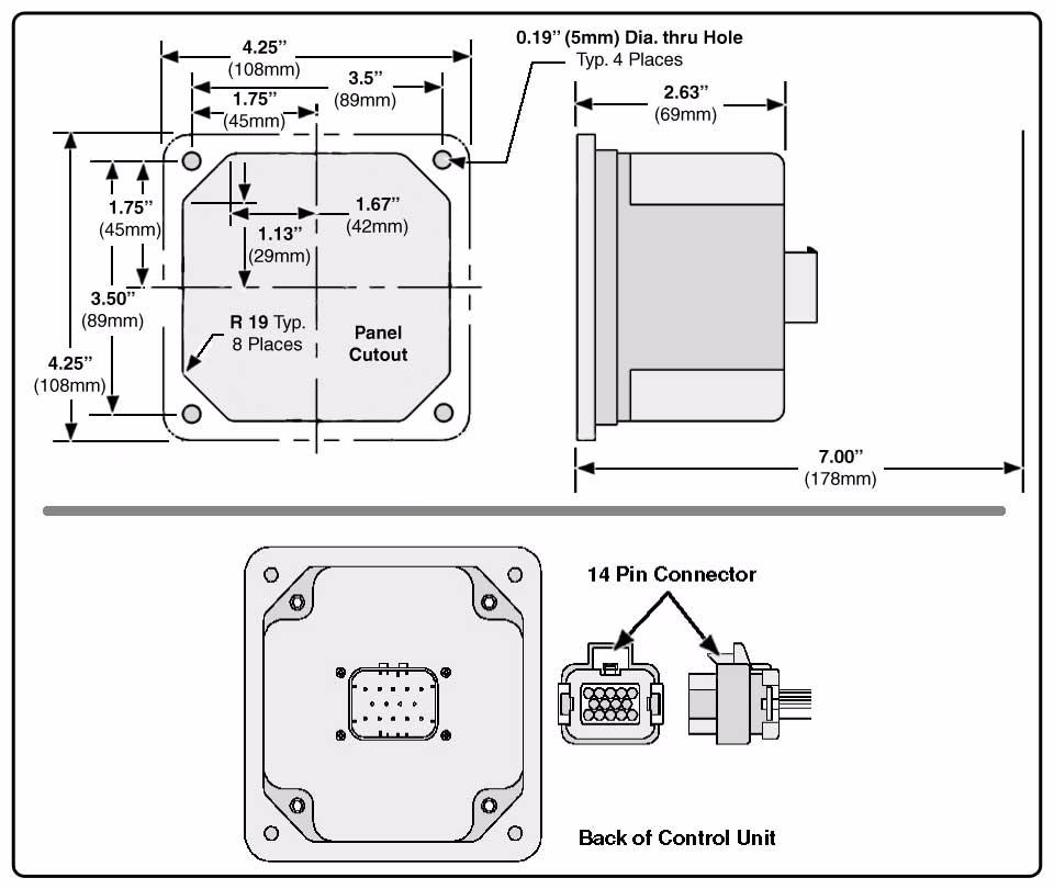 Electrical Installation Figure 3-34: Control/Display Unit Mounting Dimensions The display requires a 7.