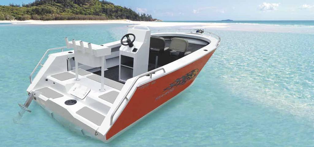 TERRITORY KEY FEATURES 480**, 520, 550,, 620, 660, 700 SELF-DRAINING ALUMINIUM DECK HIGH TENSILE 5083 PLATE HULL FRONT RAISED CASTING DECK WITH STORAGE SEASTAR HYDRAULIC STEERING SYSTEM FOLDING