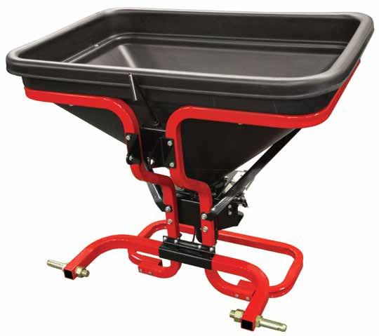 51 4.5 Cubic Foot Poly Hopper Category 1 3PT Hitch This innovative Fimco spreader uses a variable-speed 12-volt motor (with on/ off switch) that lets you change the spread width from 5 to 45 ft.