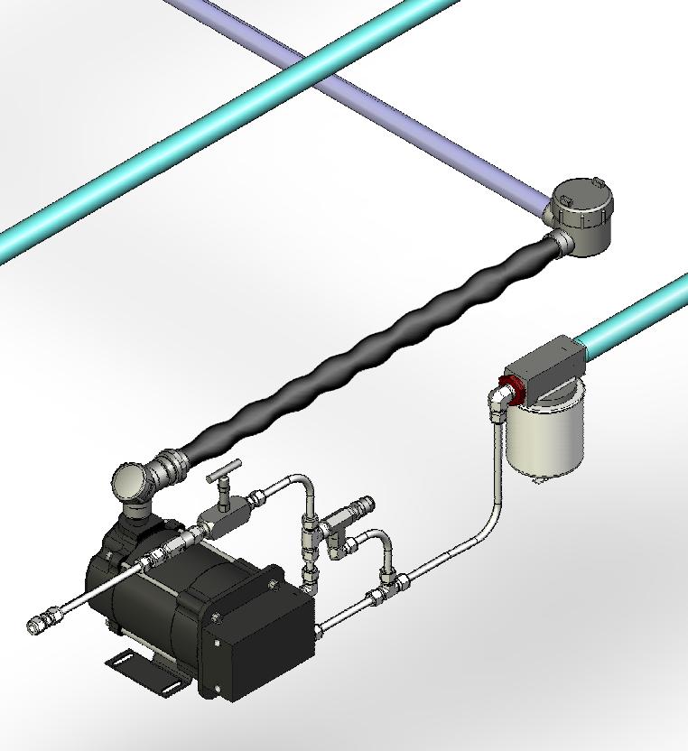 Minimum instrumentation tubing and accessory requirements for proper operation of the pump are: B 1.