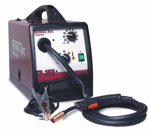 Arc Welding Equipment and Accessories MIG/Flux Cored Welders FP165: 1444-0328 MIG/Flux Cored Welding System Machine Specifications Maximum output Duty cycle @ 104 F Current range Number of voltage