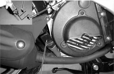 4. LUBRICATION SYSTEM ENGINE OIL/OIL FILTER OIL LEVEL Place the motorcycle upright on level ground for engine oil level check.