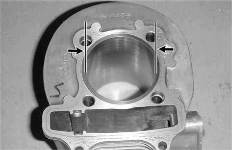 02mm replace if over CYLINDER INSPECTION Inspect the cylinder bore for wear or damage. Measure the cylinder I.D. at three levels of top, middle and bottom at 90 to the piston pin (in both X and Y directions).