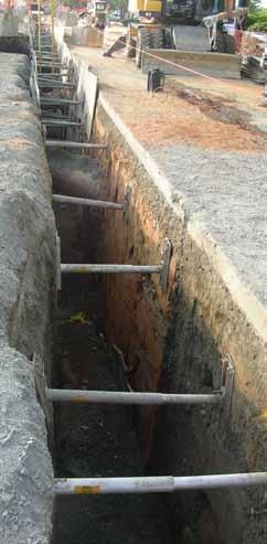 Efficiency s aluminum hydraulic shores and shields are an excellent lightweight resource for working around existing utilities, supporting trench walls near structures, curbs, or