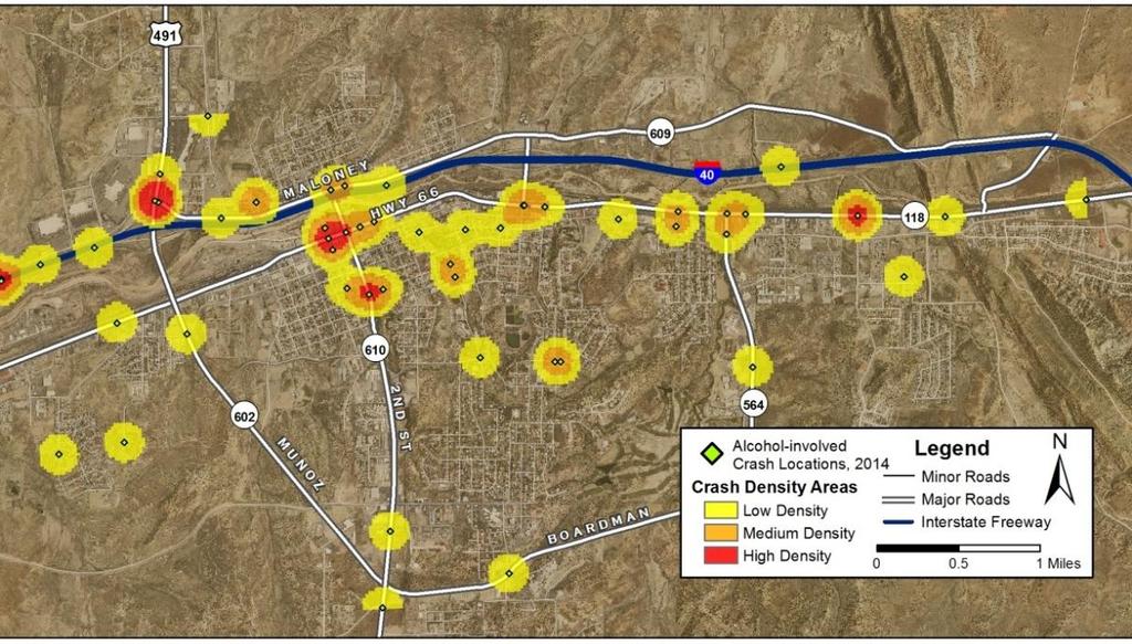 Crash Geography Maps Map 6: Location and Density of Crashes in Gallup, 2014 5 Map 7: Location and Density of Crashes in