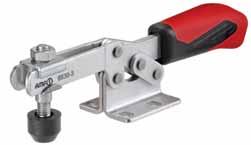 Horizontal acting toggle clamps 6830 Horizontal acting toggle clamp with open clamping arm and horizontal base. Galvanized and passivated.