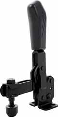 Vertical acting toggle clamps 6800B Vertical toggle clamp, black with open clamping arm and horizontal base. Matte-black galvanized.