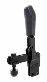 Vertical acting toggle clamps 6802B Vertical toggle clamp, black with open clamping arm and vertical base. Matte-black galvanized.