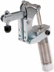 Pneumatic toggle clamps 6821F Pneumatic toggle clamp with vertical cylinder attachment. Space-saving angled form. Can be mounted vertically or horizontally.