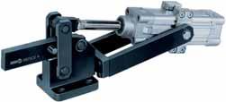 Pneumatic toggle clamps 6825CE Heavy pneumatic toggle clamp with horizontal cylinder attachment. With swivel mounting and adjustable end position cushioning.