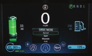 Efficiency Gauge Driver-Selected Operating Modes Press the DRIVE MODE button on the center stack to scroll through a menu of operating modes when more performance is needed.