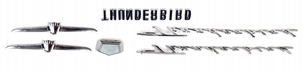 24 1964-1966 EXTERIOR CHROME KIT IF YOU ARE REPAINTING YOUR T-BIRD, OR JUST WANT TO SPRUCE IT UP, THIS KIT IS A MUST! P1 ea. 16606-K Hood Letters P2 ea. 25622-B Script P1 ea.