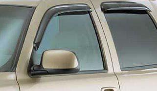 WIND DEFLECTORS Ventilate for superior comfort. With GM Accessories vent visors, you can leave your windows open to let the fresh air in, but keep rain, sleet, and snow out.