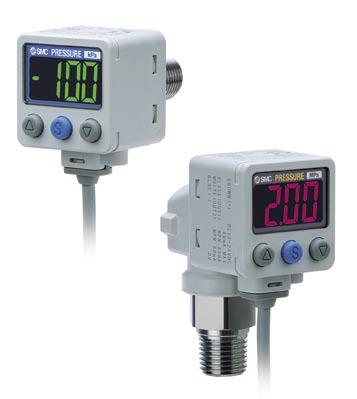 -Colour display, Digital Pressure Switch for General Fluids Two colour display, Digital Pressure Switch For Fluids Series ZSE8/ISE8 Features Stainless steel construction.