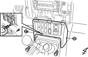 Then, slide the Center Console towards the rear of the vehicle. (Fig. 1-13) Fig. 1-13 10mm Socket, Nylon Panel Removal Tool Center Cluster Lower Cover Clip (y) Remove the Center Cluster Lower Cover.