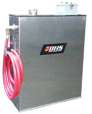 BE MOUNTED WATER TANK The BE-WC-SS is designed to mount on the rear of all standard SL, DS, TS, QS and MT series Operator Aboard Battery Extractors (BE).