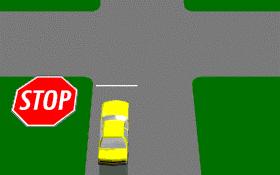 IN027 - Intersections You are driving the car in the diagram. You must stop - - Even when there is no other traffic. - Only if there is a car on your right or left.