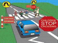 PD006 - Pedestrians If you see a School Crossing Supervisor holding a sign like this, you must wait until the children - - Are off the crossing and the hand held sign is taken away.
