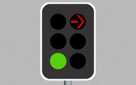 TL008 - Traffic Lights / Lanes It is 3 o'clock in the morning. You cannot see any other traffic. You want to turn right. You may - - Not turn right while the arrow is red.