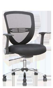 A large molded seat As standard are supplied with folding arms Stylish mesh contoured backrest