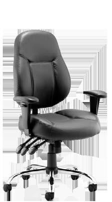 Full Bonded leather upholstery Deep cushioned seat and backrest Ratchet backrest height adjustment Triple lever
