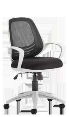 Matching fixed armrests and base Lock/tilt mechanism with weight tension control Soft mesh back rest with stylishly