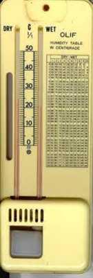 1 as above Psychrometer, (Whirring Hygrometer), in wooden frame, with chart 601.119.1 as above 601.120.