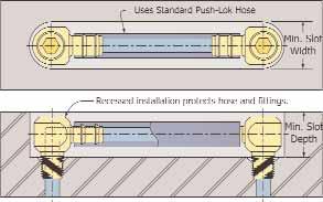 Seals provide for temps up to 400º ll brass and stainless steel construction PLUG SERIES HOSE L C