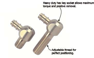 Swivel Type Water Jumpers H17 Recessed to prevent damage or accidental disconnect Eliminate crimped hoses and setup errors Viton O-ring seals ll brass construction Easy hex key installation Custom