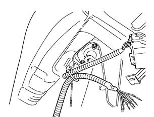 Fig. 9 15) Loosely attach the tow hitch wire harness with one (1) plastic tie as shown. PLASTIC TIE Fig. 10 16) Insert the seven (7) wires from the tow hitch wire harness. a) Star with upper row.