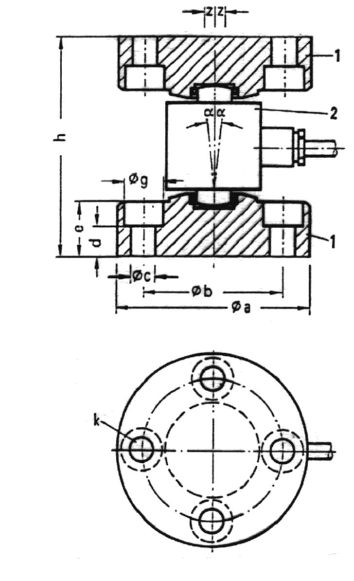 6. Mounting kits Used for model F1210 Horizontal deflections of the compression plate result in a tangential deviation of the load cell.