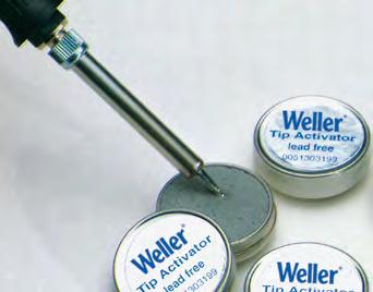 use wet the soldering tip again - with Weller WSW Always use the lowest