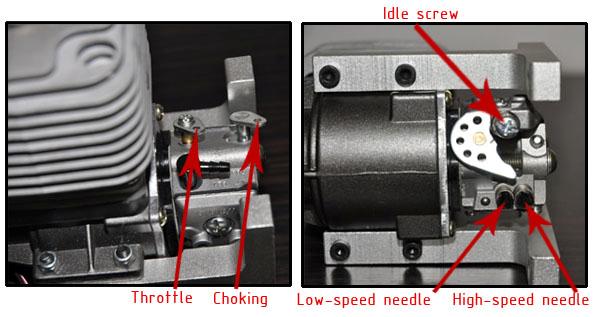 Note: Close the choking to reduce the air input. It will benefit for the cold start. Adjustment method: 1 Start the engine and adjust the idle screw, let the idle in 3500rpm.