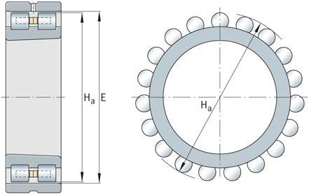 Dimensional and geometrical inspection E=raceway H a = external enveloping circle Figure 9 External enveloping circle of cylindrical roller bearings NN3ASK (separable outer ring) 8B9A3 The external