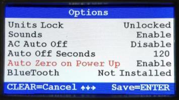 This option allows the user to select whether the scale will re-set itself to ZERO each time it is powered up or whether it will use the zero reading from the last time it was zeroed.