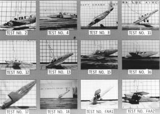 Figure 3. Photographs of several GA aircraft full-scale crash tests performed at the IDRF.