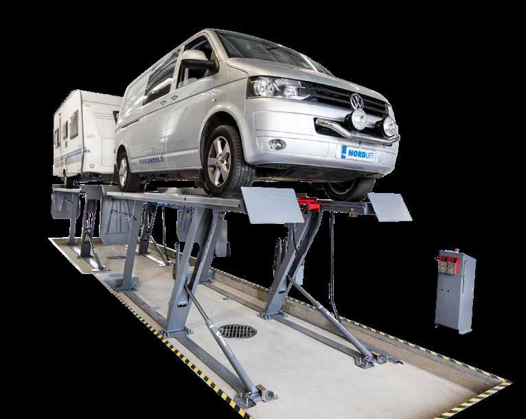 THE UC 4000 TANDEM, FOR LIFTING A VEHICLE WITH A TRAILER The Nordlift Pilot TANDEM system lets you control both lifts, together or separately, from the same control panel.