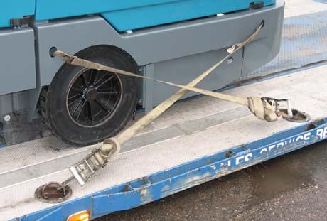 Tighten the tie--down straps. NOTE: It may be necessary to install tie-down brackets to the floor of the trailer or truck. 8.