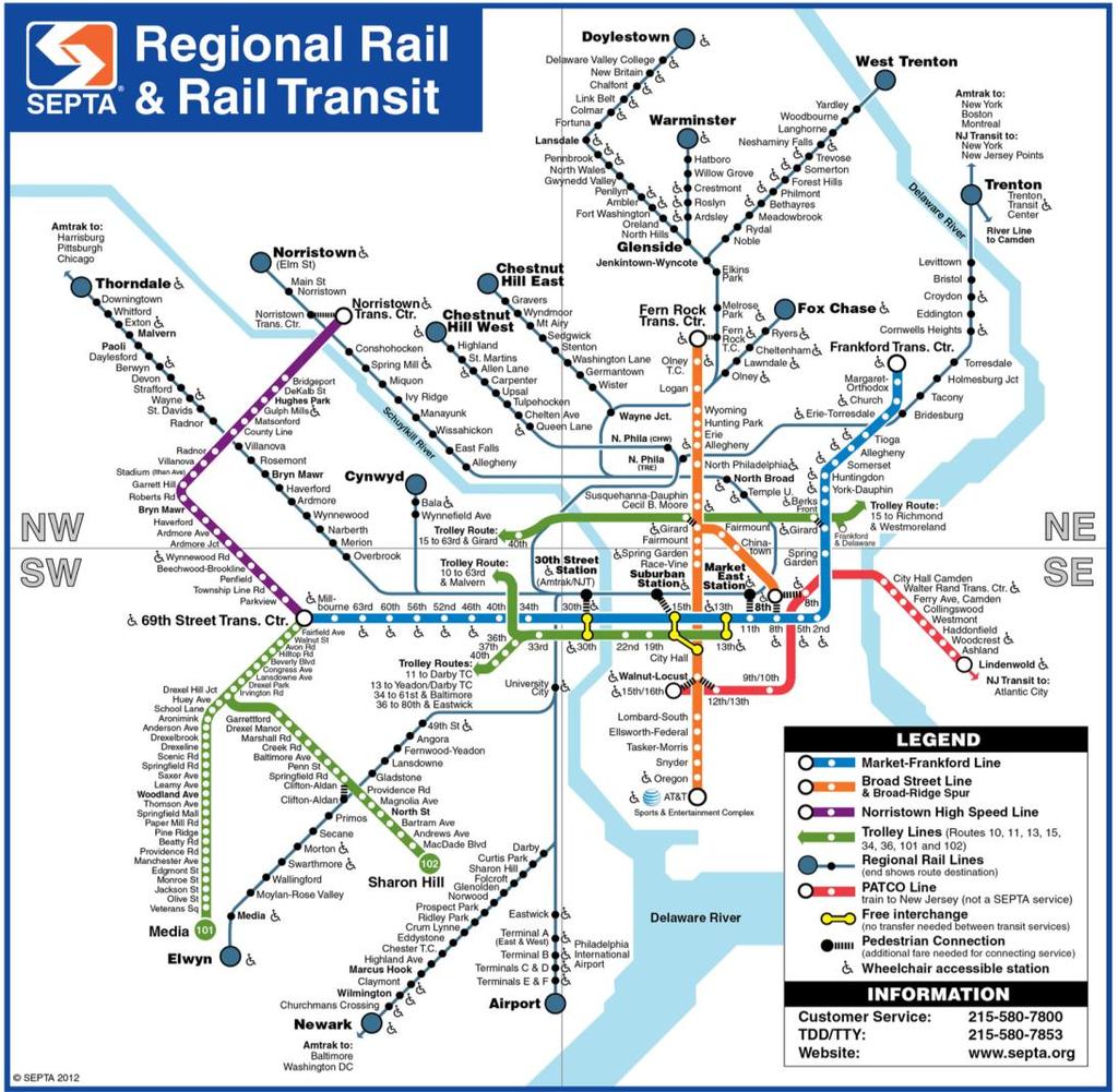 SEPTA's COMMUTER RAIL SYSTEM Total of 142 Regional Rail Stations Owned or Leased by SEPTA.