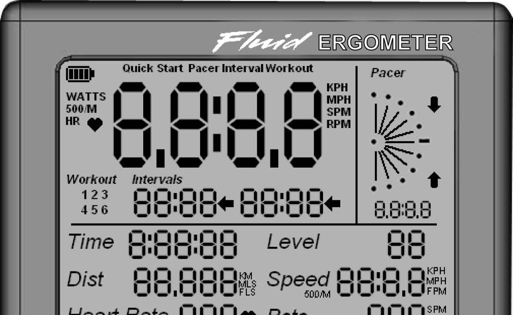 E520 Rower Ergometer. Quick start provides instant workout information. Just start training to activate.