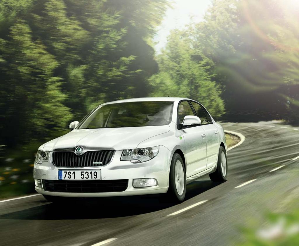 The road to tomorrow: the ŠKODA Superb GreenLine. The ŠKODA GreenLine vehicles reflect our continuous effort to reduce CO 2 emission levels.